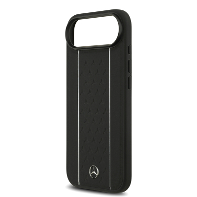 Apple iPhone 17 Air Kılıf Mercedes Benz Orjinal Lisanslı M-safe Şarj Özellikli Şeritli Yıldız Desenli Metal Logolu Deri Kapak - 7