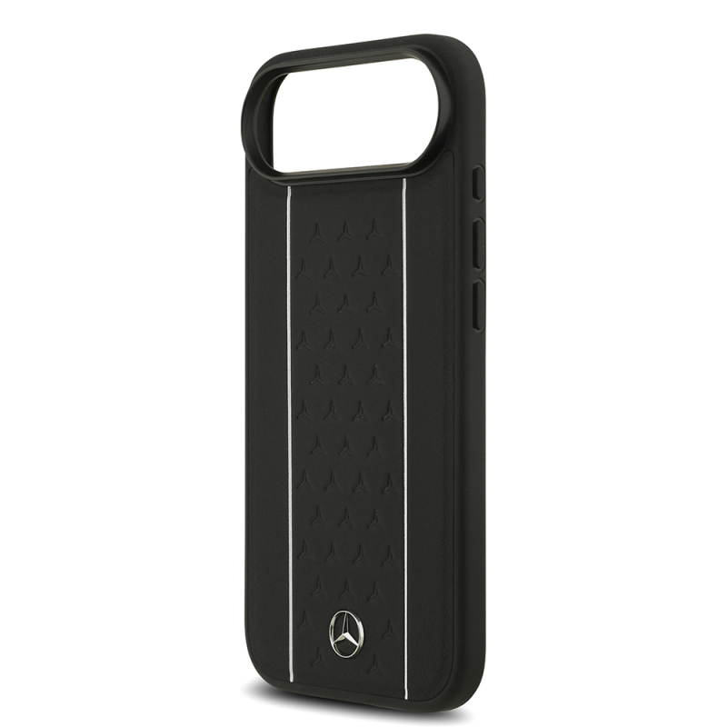 Apple iPhone 17 Air Kılıf Mercedes Benz Orjinal Lisanslı M-safe Şarj Özellikli Şeritli Yıldız Desenli Metal Logolu Deri Kapak - 7