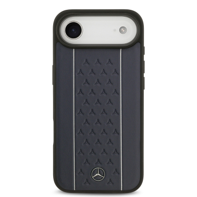 Apple iPhone 17 Air Kılıf Mercedes Benz Orjinal Lisanslı M-safe Şarj Özellikli Şeritli Yıldız Desenli Metal Logolu Deri Kapak - 12