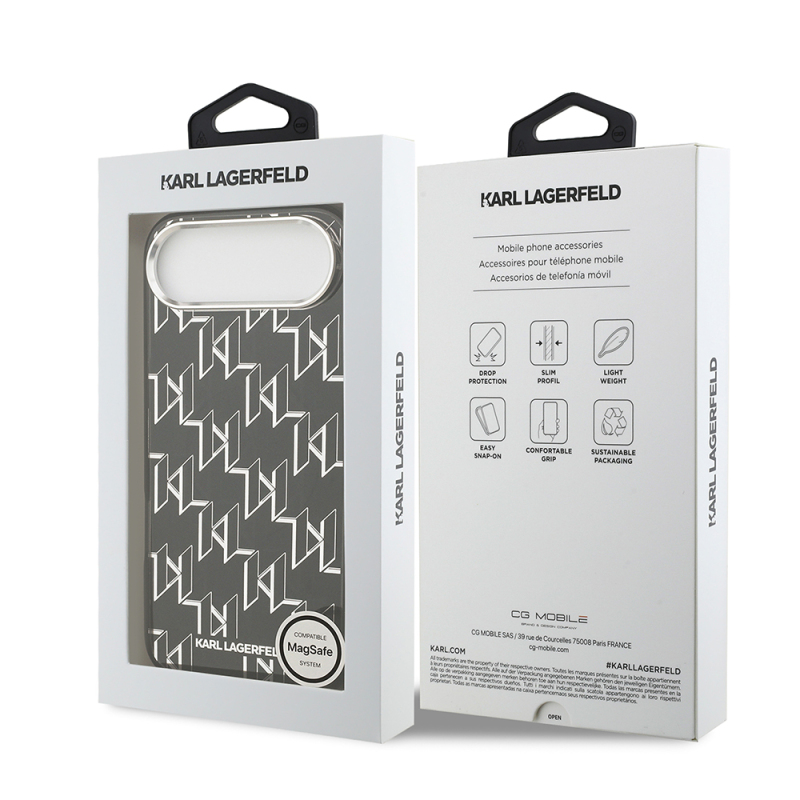 Apple iPhone 17 Air Kılıf Orjinal Lisanslı M-safe Şarj Özellikli Karl Lagerfeld IML Baskılı Monogram Dizayn Kapak - 9