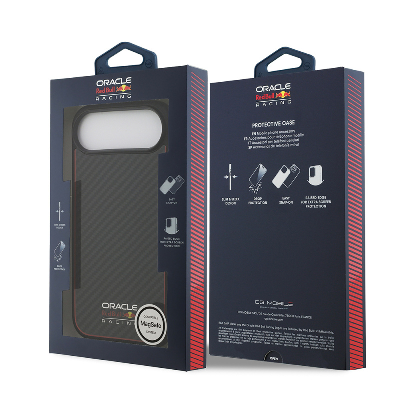 Apple iPhone 17 Air Kılıf Redbull Orjinal Lisanslı M-safe Şarj Özellikli Karbon Fiber Parlayan Logolu Kevlar Kapak - 9