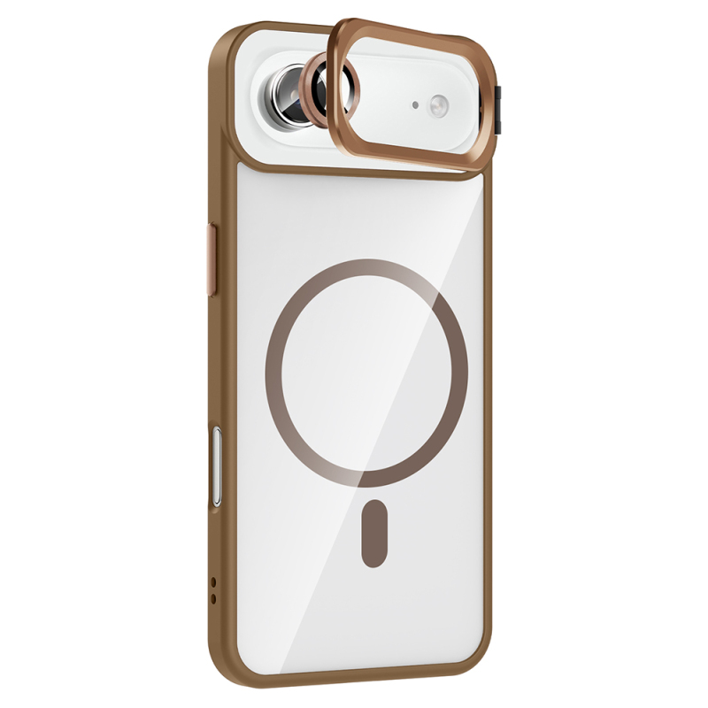 Apple iPhone 17 Air Kılıf Standlı ve Kamera Lens Hediyeli M-Safe Şarj Özellikli Zore Etro Kapak - 11