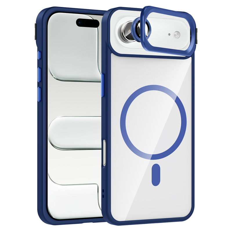 Apple iPhone 17 Air Kılıf Standlı ve Kamera Lens Hediyeli M-Safe Şarj Özellikli Zore Etro Kapak - 2