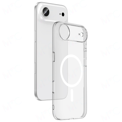 Apple iPhone 17 Air Kılıf Zore M-safe Şarj Özellikli Şeffaf Kamera Çerçeveli Porto Kapak - 1