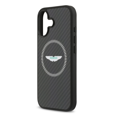 Apple iPhone 17 Case Aston Martin Original Licensed Carbon Fiber Cover M-Safe Charging Feature - 7