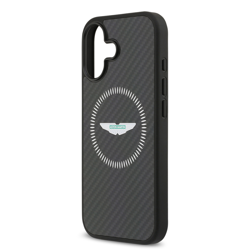 Apple iPhone 17 Case Aston Martin Original Licensed Carbon Fiber Cover M-Safe Charging Feature - 7