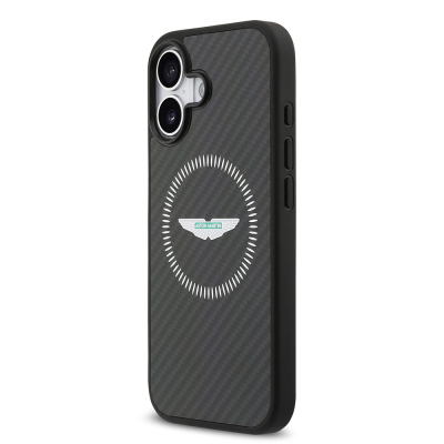 Apple iPhone 17 Case Aston Martin Original Licensed Carbon Fiber Kevlar Cover M-Safe Charging Feature - 3