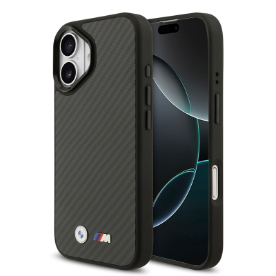 Apple iPhone 17 Case BMW Original Licensed M-Safe Charging Feature Carbon Fiber Metal Logo Cover - 1