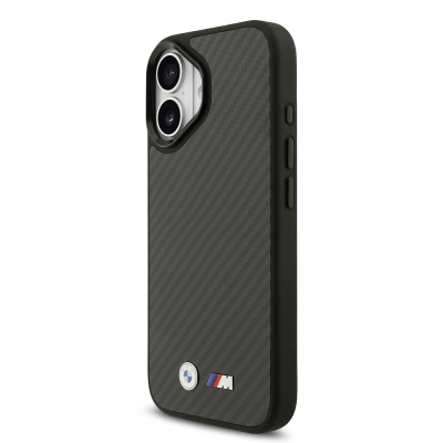 Apple iPhone 17 Case BMW Original Licensed M-Safe Charging Feature Carbon Fiber Metal Logo Cover - 3