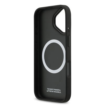 Apple iPhone 17 Case BMW Original Licensed M-safe Charging Feature Leather Back Surface Metal Logo Perforated Strip Design Cover - 24