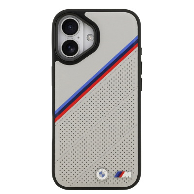 Apple iPhone 17 Case BMW Original Licensed M-Safe Charging Feature M Logo Three Stripe Perforated Leather Cover - 5