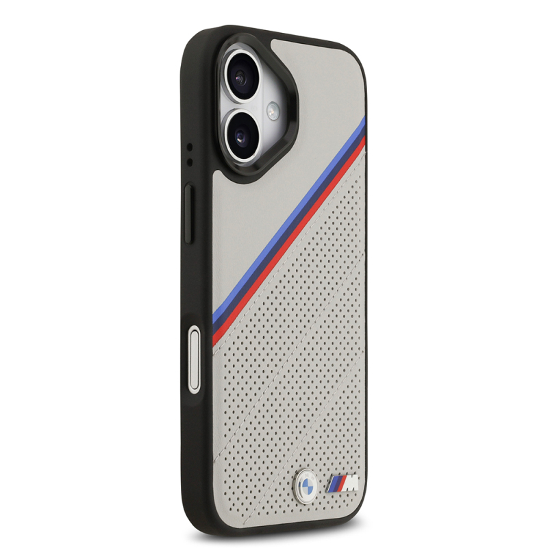 Apple iPhone 17 Case BMW Original Licensed M-Safe Charging Feature M Logo Three Stripe Perforated Leather Cover - 6