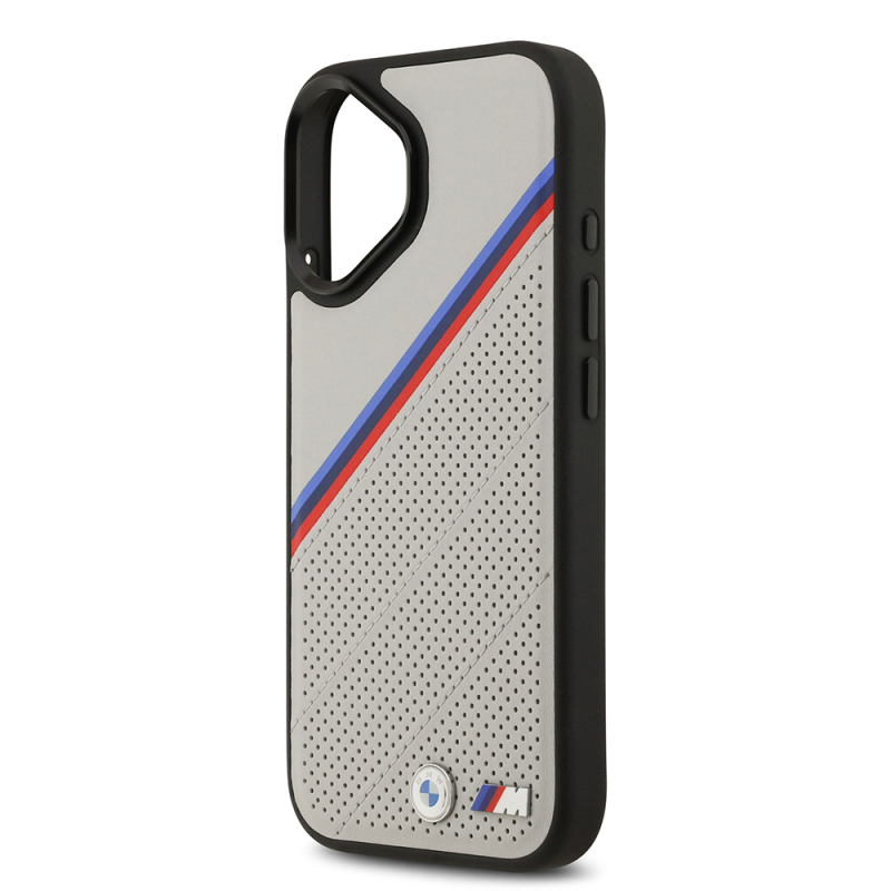 Apple iPhone 17 Case BMW Original Licensed M-Safe Charging Feature M Logo Three Stripe Perforated Leather Cover - 8