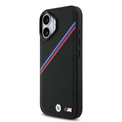 Apple iPhone 17 Case BMW Original Licensed M-Safe Charging Feature M Logo Three Stripe Perforated Leather Cover - 10