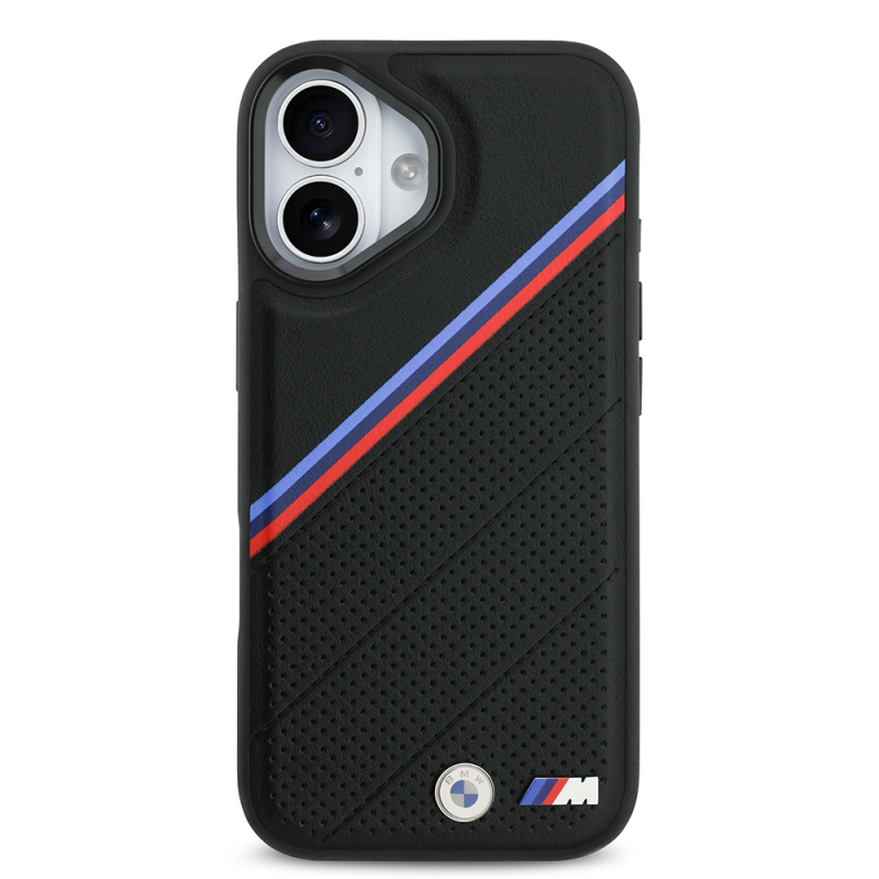 Apple iPhone 17 Case BMW Original Licensed M-Safe Charging Feature M Logo Three Stripe Perforated Leather Cover - 11