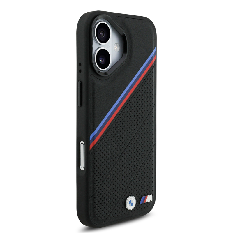 Apple iPhone 17 Case BMW Original Licensed M-Safe Charging Feature M Logo Three Stripe Perforated Leather Cover - 12