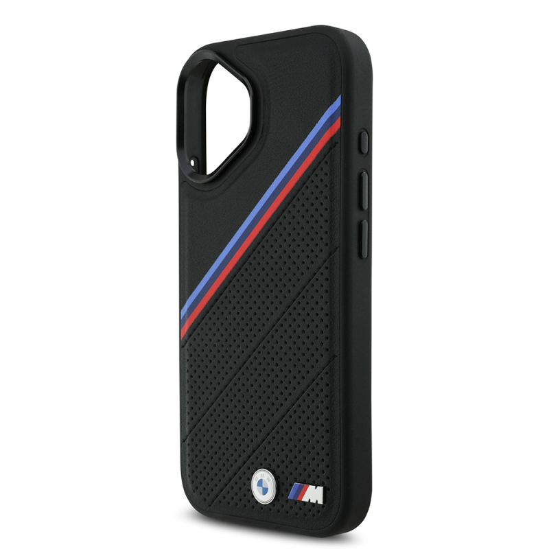 Apple iPhone 17 Case BMW Original Licensed M-Safe Charging Feature M Logo Three Stripe Perforated Leather Cover - 14