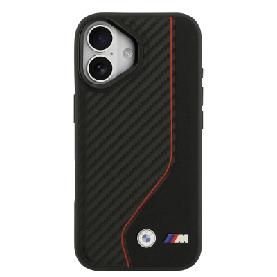 Apple iPhone 17 Case BMW Original Licensed M-Safe Charging Feature Metal BMW and M Logo PU Carbon Design Cover - 7