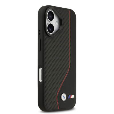 Apple iPhone 17 Case BMW Original Licensed M-Safe Charging Feature Metal BMW and M Logo PU Carbon Design Cover - 8