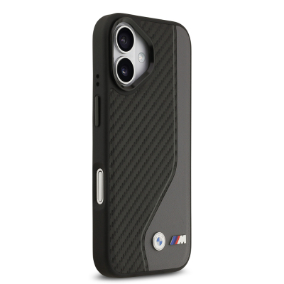 Apple iPhone 17 Case BMW Original Licensed M-Safe Charging Feature Metal BMW and M Logo PU Carbon Design Cover - 13