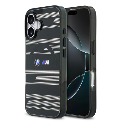 Apple iPhone 17 Case BMW Original Licensed M-Safe Charging Feature Metal Camera Button Horizontal Stripe M Design Cover - 1