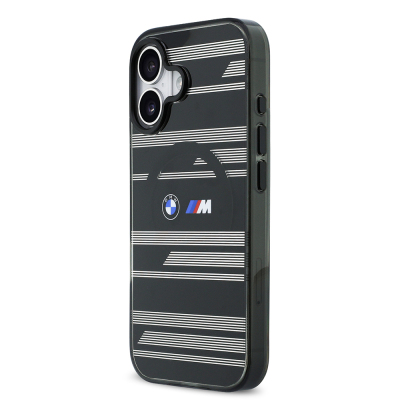 Apple iPhone 17 Case BMW Original Licensed M-Safe Charging Feature Metal Camera Button Horizontal Stripe M Design Cover - 4