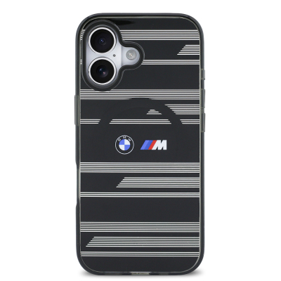 Apple iPhone 17 Case BMW Original Licensed M-Safe Charging Feature Metal Camera Button Horizontal Stripe M Design Cover - 5