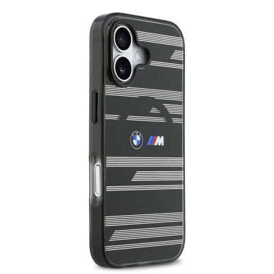 Apple iPhone 17 Case BMW Original Licensed M-Safe Charging Feature Metal Camera Button Horizontal Stripe M Design Cover - 6