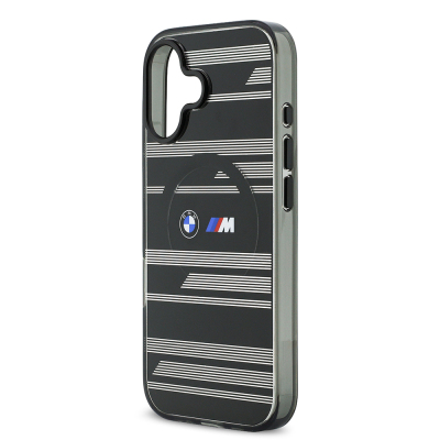 Apple iPhone 17 Case BMW Original Licensed M-Safe Charging Feature Metal Camera Button Horizontal Stripe M Design Cover - 8