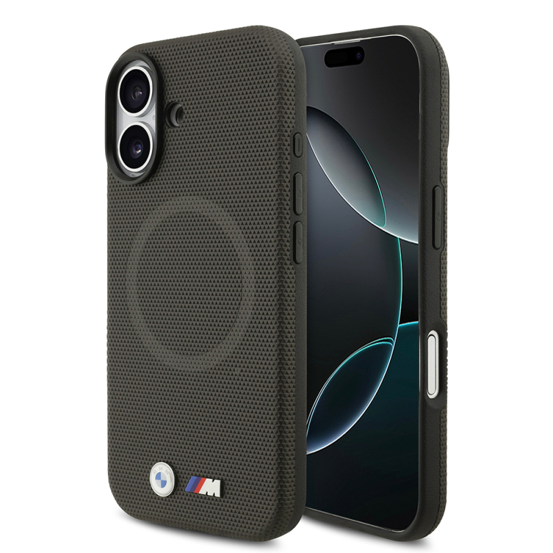 Apple iPhone 17 Case BMW Original Licensed M-Safe Charging Feature Metal Logo Perforated M Design Leather Cover - 1