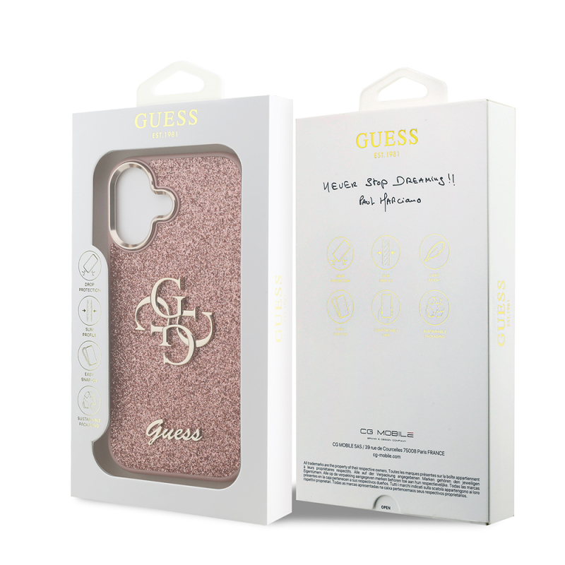 Apple iPhone 17 Case Guess Original Licensed 4G Large Metal Camera Frame and Logo Glitter Cover - 33