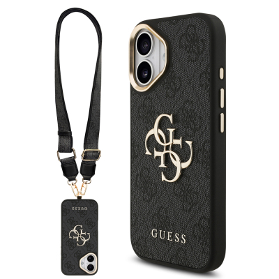 Apple iPhone 17 Case Guess Original Licensed 4G Large Metal Logo Thick Strap Cover - 1