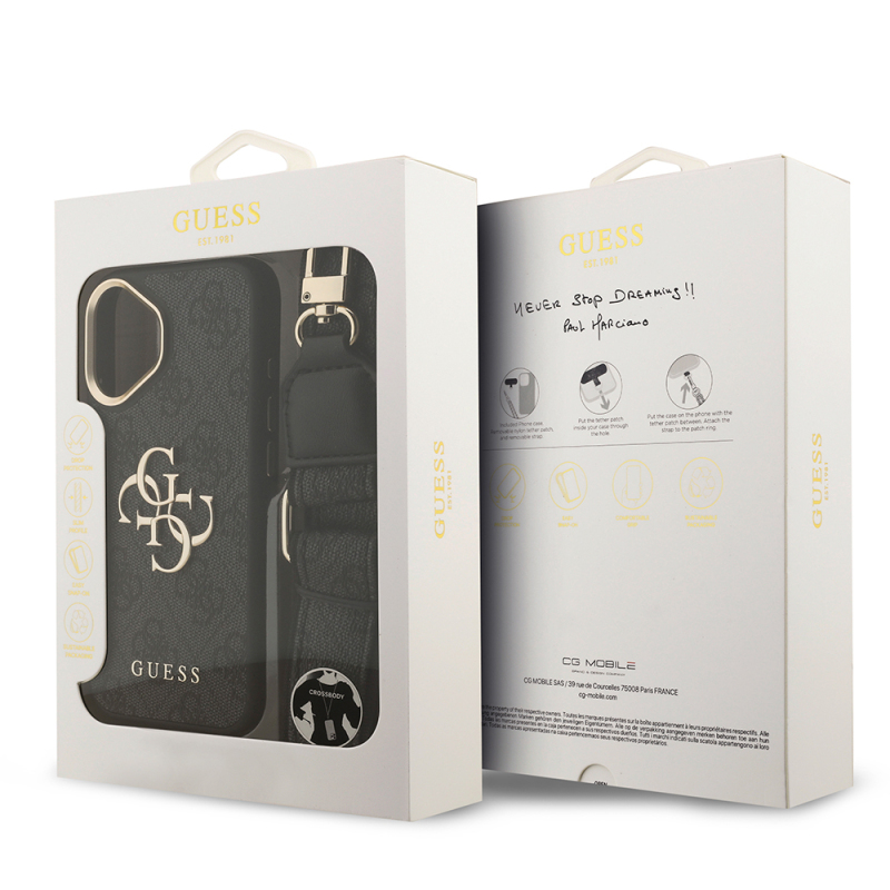Apple iPhone 17 Case Guess Original Licensed 4G Large Metal Logo Thick Strap Cover - 11