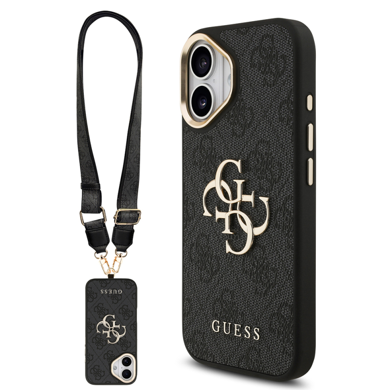 Apple iPhone 17 Case Guess Original Licensed 4G Large Metal Logo Thick Strap Cover - 2
