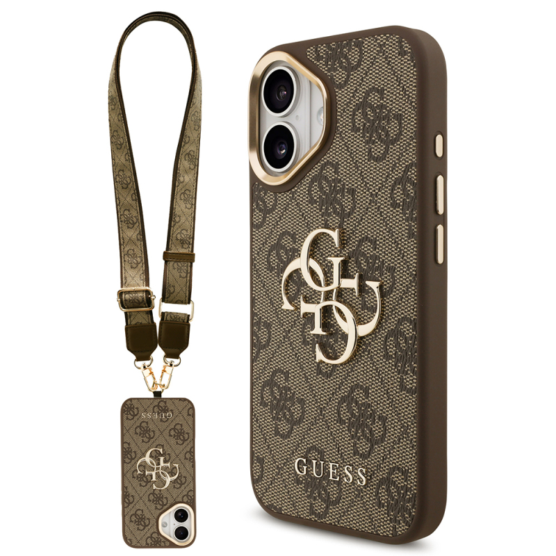 Apple iPhone 17 Case Guess Original Licensed 4G Large Metal Logo Thick Strap Cover - 3