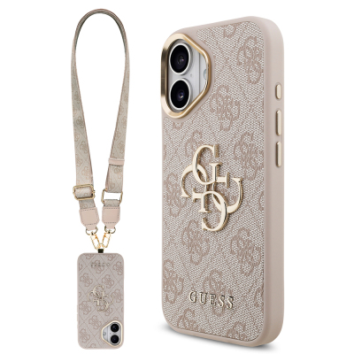 Apple iPhone 17 Case Guess Original Licensed 4G Large Metal Logo Thick Strap Cover - 4