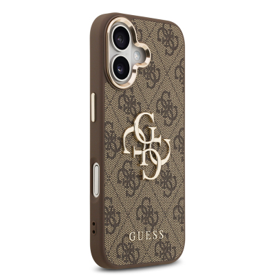 Apple iPhone 17 Case Guess Original Licensed Gold Metal Camera Frame 4G Patterned Metal Big 4G and Text Logo Cover - 7