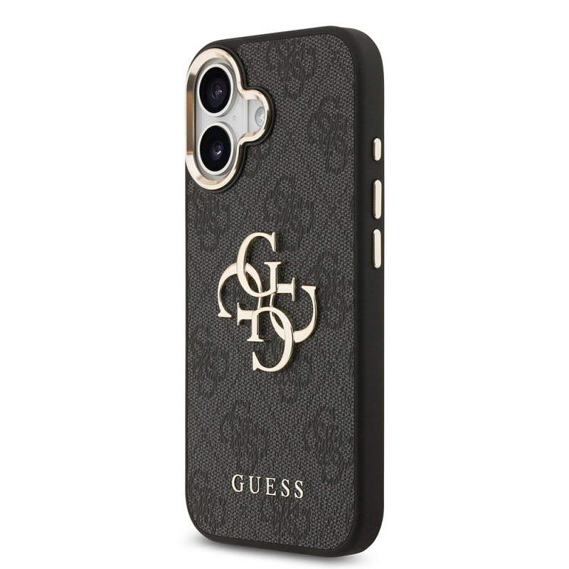 Apple iPhone 17 Case Guess Original Licensed Gold Metal Camera Frame 4G Patterned Metal Big 4G and Text Logo Cover - 12