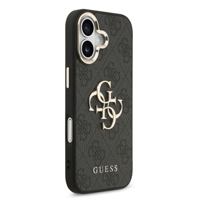 Apple iPhone 17 Case Guess Original Licensed Gold Metal Camera Frame 4G Patterned Metal Big 4G and Text Logo Cover - 14