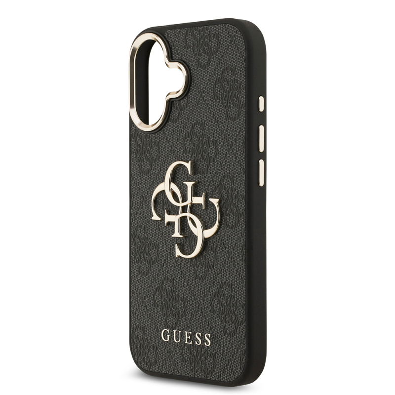 Apple iPhone 17 Case Guess Original Licensed Gold Metal Camera Frame 4G Patterned Metal Big 4G and Text Logo Cover - 16