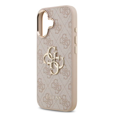 Apple iPhone 17 Case Guess Original Licensed Gold Metal Camera Frame 4G Patterned Metal Big 4G and Text Logo Cover - 23