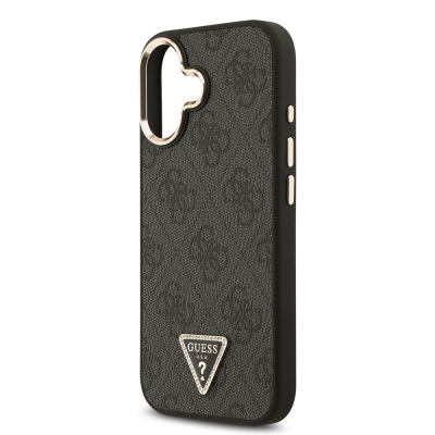 Apple iPhone 17 Case Guess Original Licensed Gold Metal Camera Frame Stone Triangle Logo 4G Patterned Cover - 8