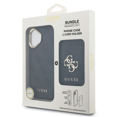 Apple iPhone 17 Case Guess Original Licensed M-safe Charging Feature 4G Metal Large Logo Card Holder Cover - 22