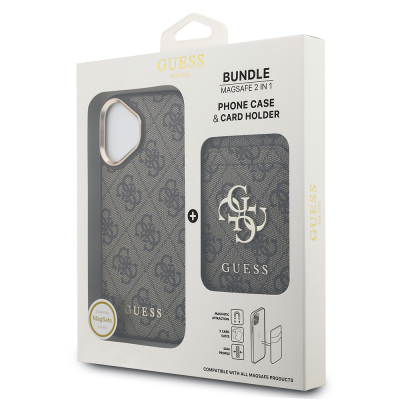 Apple iPhone 17 Case Guess Original Licensed M-safe Charging Feature 4G Metal Large Logo Card Holder Cover - 23