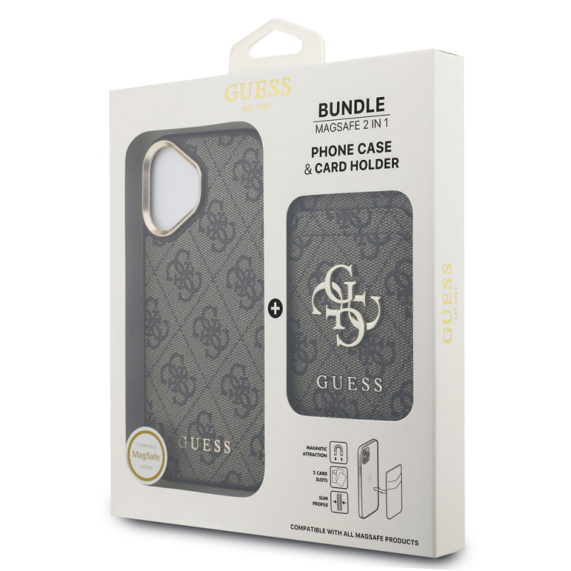 Apple iPhone 17 Case Guess Original Licensed M-safe Charging Feature 4G Metal Large Logo Card Holder Cover - 23