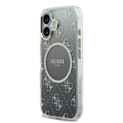 Apple iPhone 17 Case Guess Original Licensed M-safe Charging Feature 4G Patterned Glitter Silicone Cover - 5