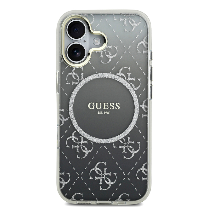 Apple iPhone 17 Case Guess Original Licensed M-safe Charging Feature 4G Patterned Glitter Silicone Cover - 6