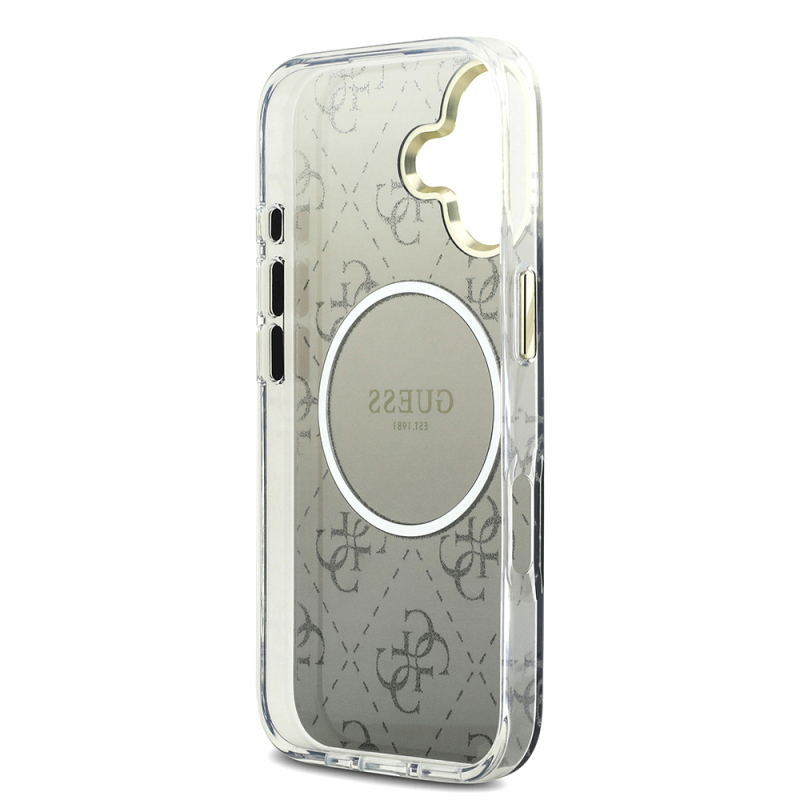 Apple iPhone 17 Case Guess Original Licensed M-safe Charging Feature 4G Patterned Glitter Silicone Cover - 10