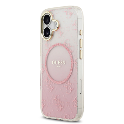Apple iPhone 17 Case Guess Original Licensed M-safe Charging Feature 4G Patterned Glitter Silicone Cover - 12