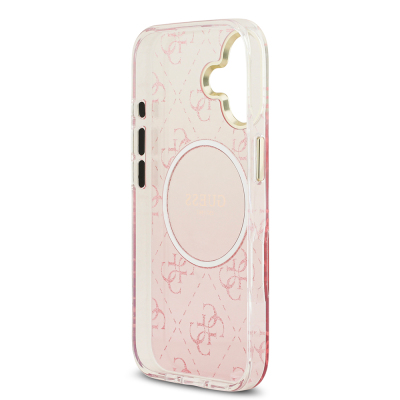 Apple iPhone 17 Case Guess Original Licensed M-safe Charging Feature 4G Patterned Glitter Silicone Cover - 17